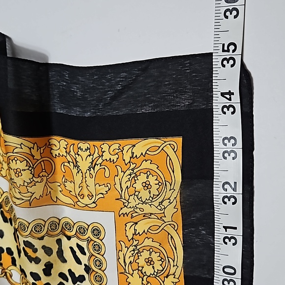 Resource Italian Made Polyester Black & Gold Scarf #W-794 - Picture 2 of 7